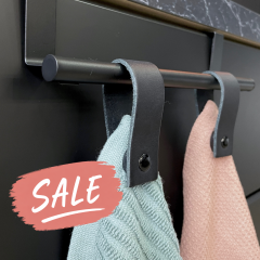Handdoekstang over keukenkastdeur - Zwart | incl. 2x magneet-lus