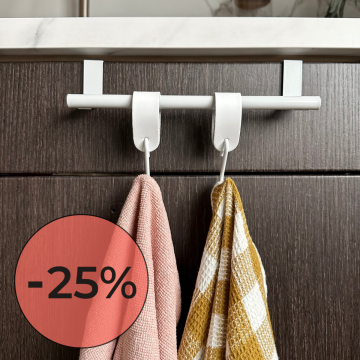 Handdoekstang over keukenkastdeur - Wit | incl. 2x S-haak hangers