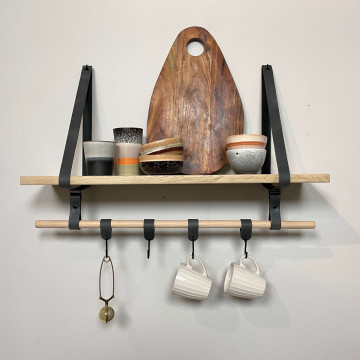 Wandplank keuken - met rekje - Plankje Roe - met roede 