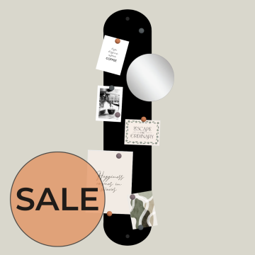 LANI magneetbord 98,5cm - Zwart - met spiegel - + magneten 9 stuks heather/salmon/grey 